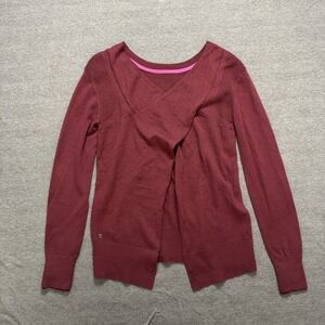 Lululemon Burgundy Sunset Savasana Sweater Merino Wool Open Back Soft Yoga Sz 4